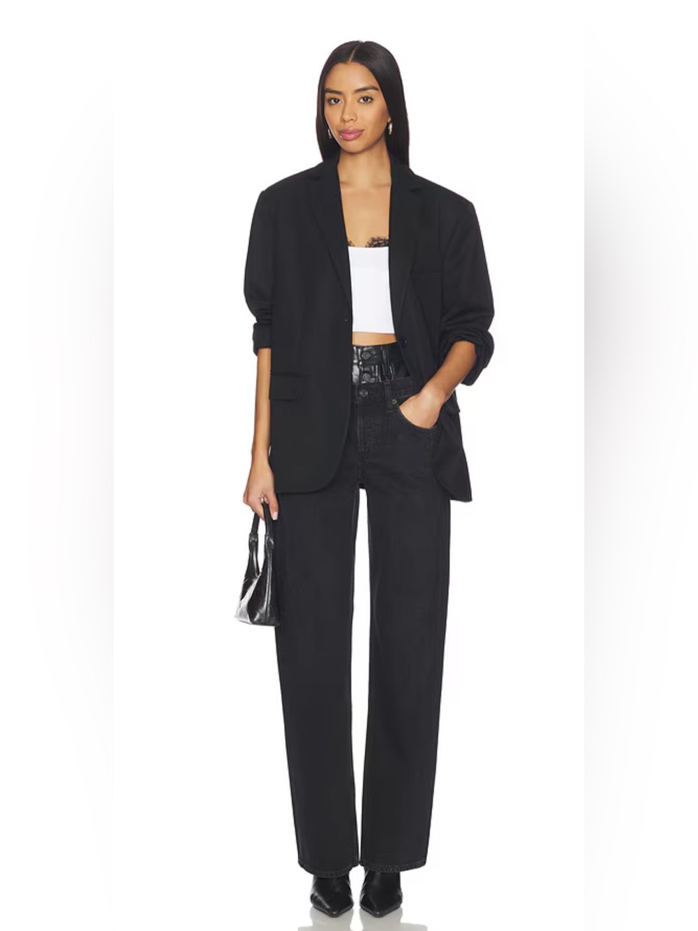 Agolde Elson Jean Double-Waisted Straight Leg Pant in Detox/Raven